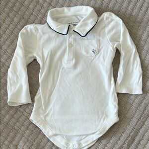Janie and Jack white Long Sleeve Bodysuit with navy details